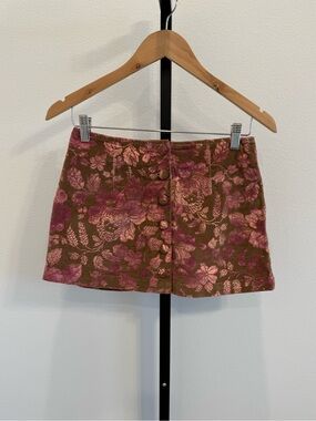 NWT Free People After Party Velvet Mini Skirt Floral Boho Coquette Indie Sz8
